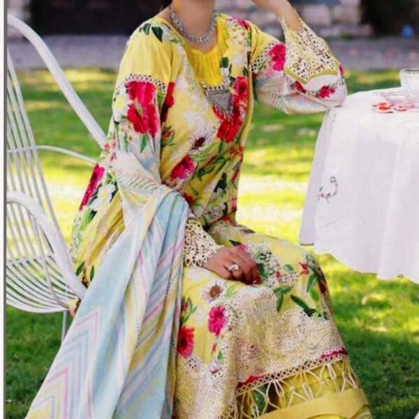 3-Piece Unstitched Printed Cambric Lawn Suit