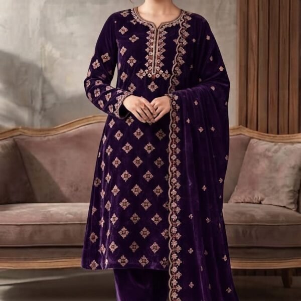 Rich Plum Unstitched Velvet Suit